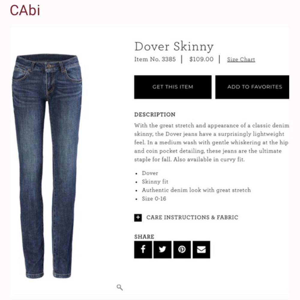 Cabi Dover Skinny Jeans - size 6